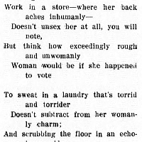 Berton Brayley's untitled poem strikes back at anti-suffrage claims that the vote will "unsex" women. Suffrage Daily News (Helena), September 25, 1914.