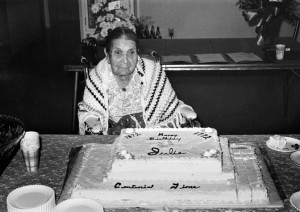 Shown here celebrating her 100th birthday, Julia Schultz lived to be 104. MHS Photo Archives 944-893