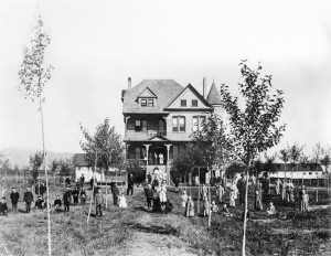 Children pose in front of "the Castle" in 1896, three years after the Montana State Orphanage was built. Many of them were not true orphans, but from destitute families whose parents could not care for them. MHS Photo Archives 951-328