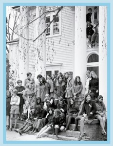 Kappa Kappa Gamma members in front of their sorority house in Missoula, c. 1950