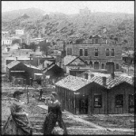 Two women chat at the end of Cutler Street in Helena, c. 1885. Photo Credit: MHS 954-187.