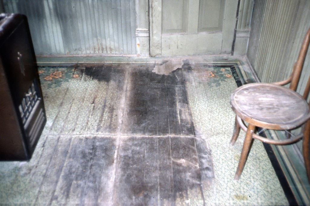 Worn linoleum floor