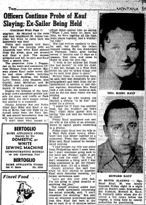 Newspaper clipping, including photos of both Hazel and Howard Kauf